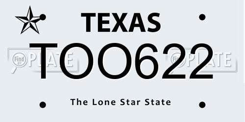 TOO622 Texas License Plate