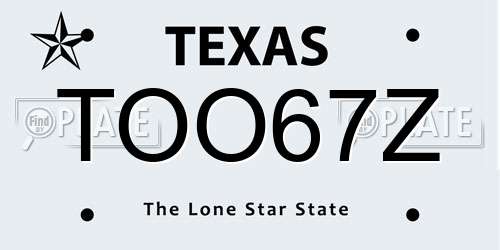 TOO67Z Texas License Plate