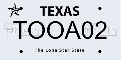 TOOA02 Texas License Plate