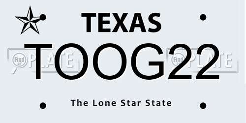 TOOG22 Texas License Plate