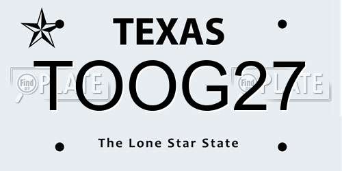 TOOG27 Texas License Plate
