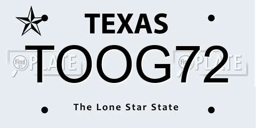 TOOG72 Texas License Plate