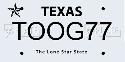 TOOG77 Texas License Plate