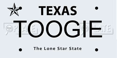 TOOGIE Texas License Plate