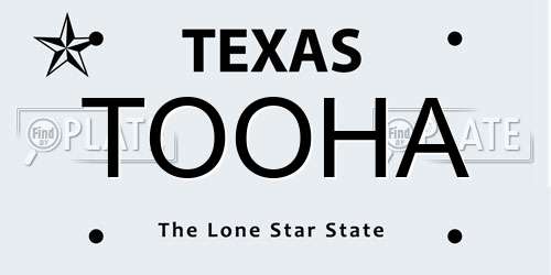 TOOHA Texas License Plate