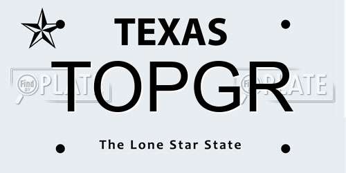 TOPGR Texas License Plate