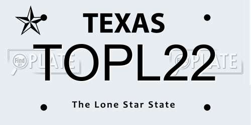 TOPL22 Texas License Plate