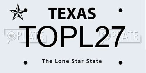 TOPL27 Texas License Plate