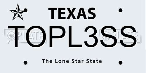 TOPL3SS Texas License Plate