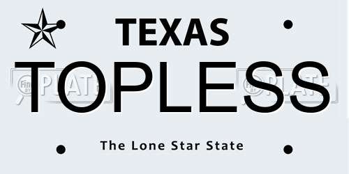 TOPLESS Texas License Plate