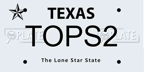 TOPS2 Texas License Plate