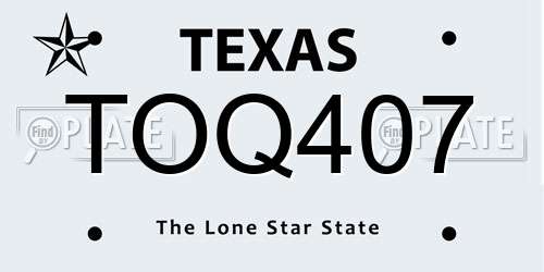 TOQ407 Texas License Plate