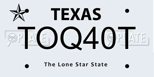 TOQ40T Texas License Plate