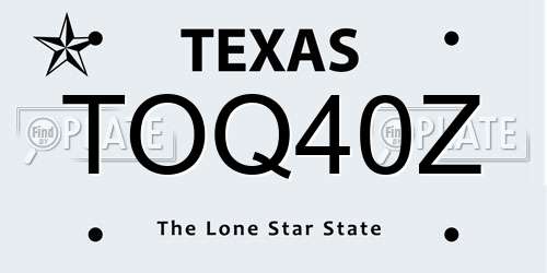 TOQ40Z Texas License Plate