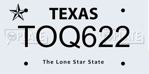TOQ622 Texas License Plate