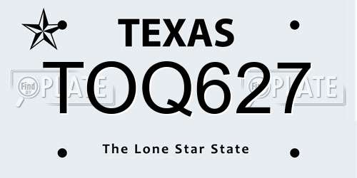 TOQ627 Texas License Plate