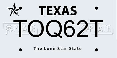 TOQ62T Texas License Plate
