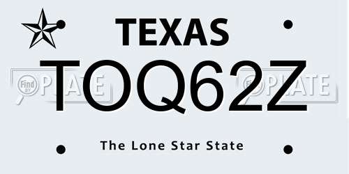TOQ62Z Texas License Plate