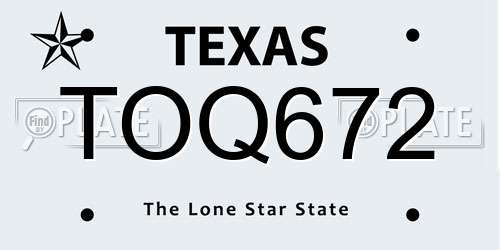 TOQ672 Texas License Plate