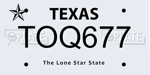 TOQ677 Texas License Plate