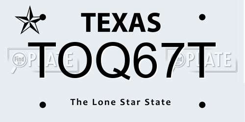 TOQ67T Texas License Plate