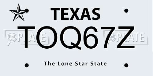 TOQ67Z Texas License Plate