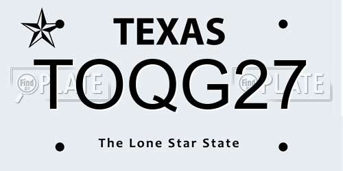 TOQG27 Texas License Plate