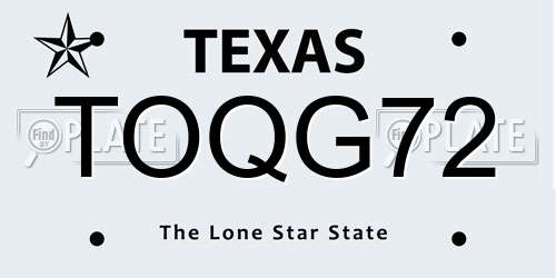 TOQG72 Texas License Plate