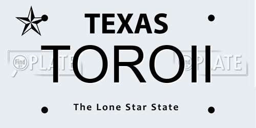 TOROII Texas License Plate