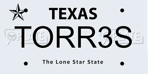 TORR3S Texas License Plate
