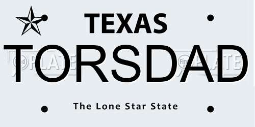 TORSDAD Texas License Plate