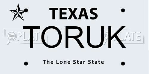 TORUK Texas License Plate