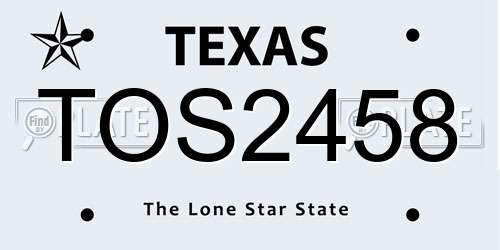 TOS2458 Texas License Plate