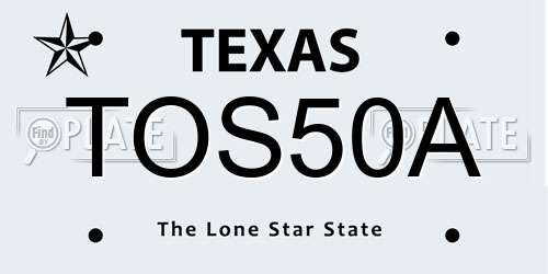 TOS50A Texas License Plate