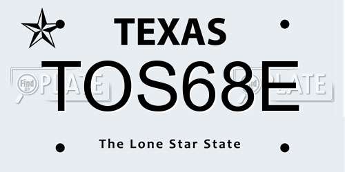 TOS68E Texas License Plate