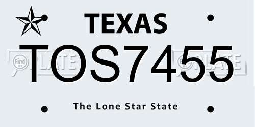 TOS7455 Texas License Plate