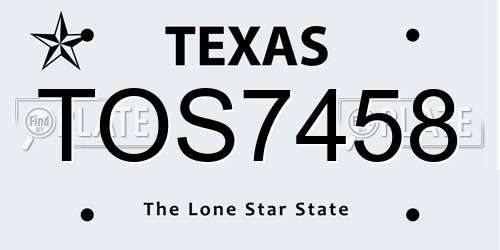 TOS7458 Texas License Plate