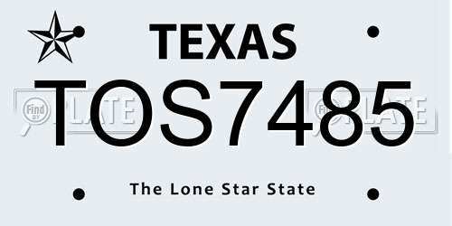 TOS7485 Texas License Plate