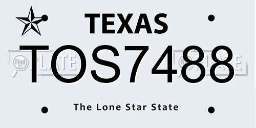 TOS7488 Texas License Plate