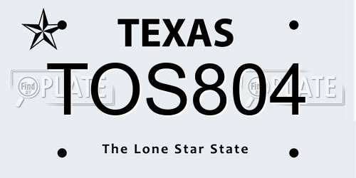 TOS804 Texas License Plate