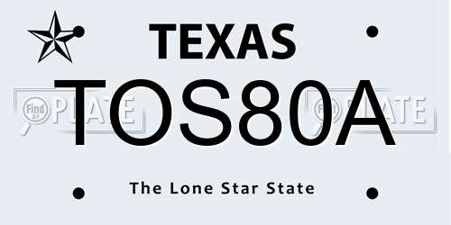 TOS80A Texas License Plate