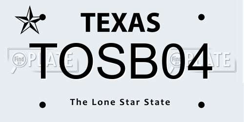 TOSB04 Texas License Plate