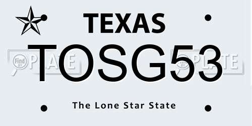 TOSG53 Texas License Plate