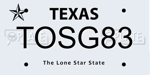 TOSG83 Texas License Plate