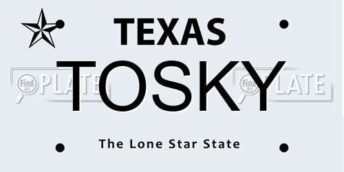 TOSKY Texas License Plate