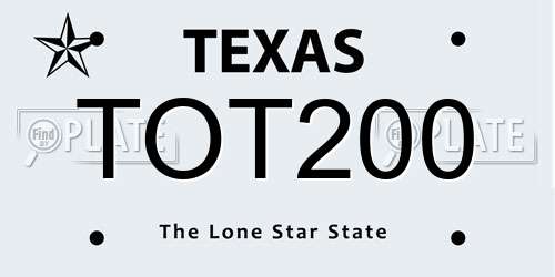 TOT200 Texas License Plate