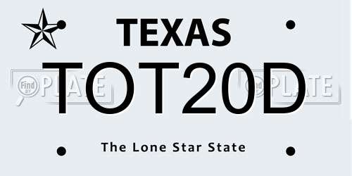 TOT20D Texas License Plate