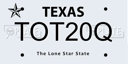 TOT20Q Texas License Plate