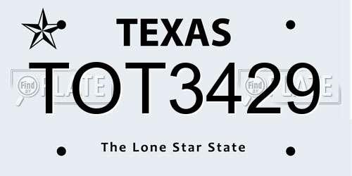 TOT3429 Texas License Plate