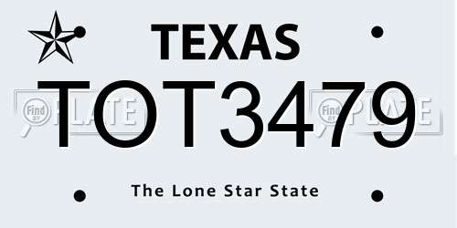 TOT3479 Texas License Plate
